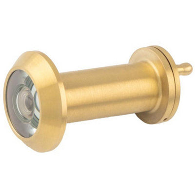 Loops External Door Peephole Crystal LensSatin Brass 180 Degree Viewer Looker from B&Q