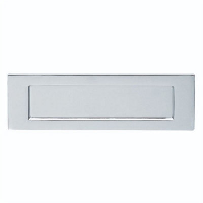 Loops Inward Opening Letter Plate257mm X 81mm Satin Chrome Plain Door Letterbox from B&Q
