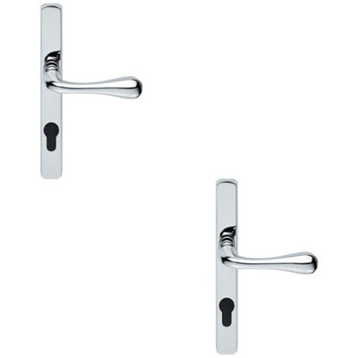 Loops 2 PackSatin Chrome Multi-Point Locking Security Door Handle 92mm Centre External Lever from B&Q