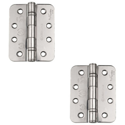 Loops 2 PackPair Grade 13 Heavy Duty Ball Bearing HingeRadius 102 X 76mm Satin Steel from B&Q