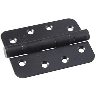 Loops Pair Grade 13 Heavy Duty Ball Bearing P Hinge Radius 107 X 77mm Matt Black Door