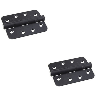 Loops 2 PackPair Grade 13 Heavy Duty Ball Bearing P Hinge Radius 107 X 77mm Matt Black Door