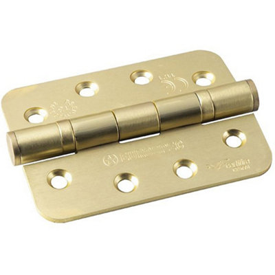 Loops Pair Grade 13 Heavy Duty Ball Bearing P Hinge Radius 107 X 77mm Satin Brass Door