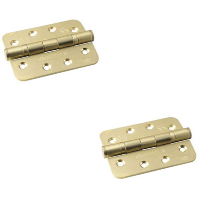 Loops 2 PackPair Grade 13 Heavy Duty Ball Bearing P Hinge Radius 107 X 77mm Satin Brass Door
