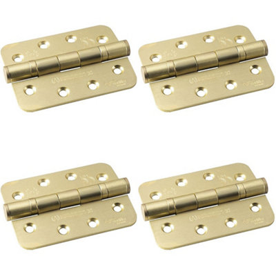 Loops 4 PackPair Grade 13 Heavy Duty Ball Bearing P Hinge Radius 107 X 77mm Satin Brass Door