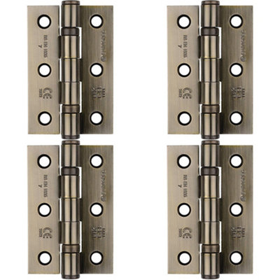 Loops 4 PackPair Grade 7 Ball Bearing Hinge76 X 51mm Antique Brass Interior Door Fixing from B&Q