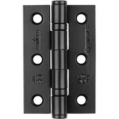 Loops Pair Grade 7 Ball Bearing Hinge76 X 51mm Matt Black Interior Door Fixing from B&Q