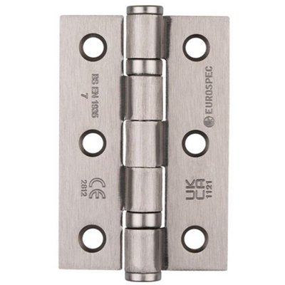 Loops Pair Grade 7 Ball Bearing Hinge76 X 51mm Satin Nickel Interior Door Fixing from B&Q