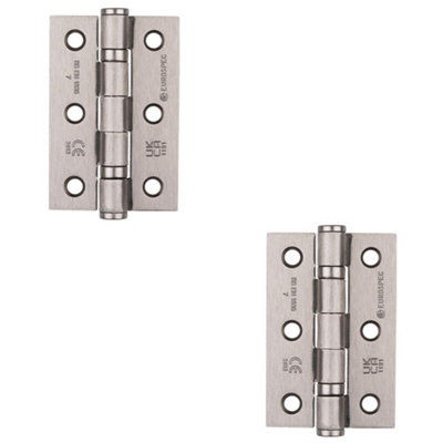 Loops 2 PackPair Grade 7 Ball Bearing Hinge76 X 51mm Satin Nickel Interior Door Fixing from B&Q
