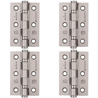 Loops 4 PackPair Grade 7 Ball Bearing Hinge76 X 51mm Satin Nickel Interior Door Fixing from B&Q