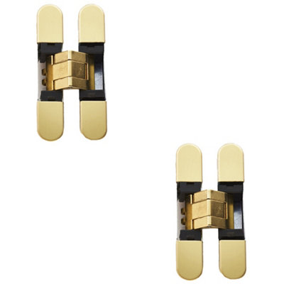 Loops 2 Pack3D Adjustable Concealed Cabinet Hinge180 Degree Opening Wardrobe Brass from B&Q