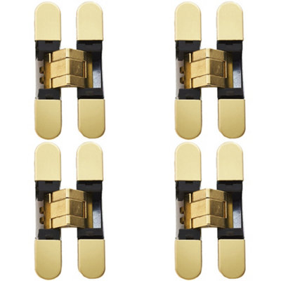 Loops 4 Pack3D Adjustable Concealed Cabinet Hinge180 Degree Opening Wardrobe Brass from B&Q