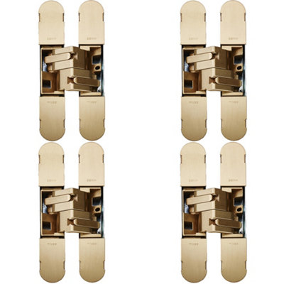 Loops 4 Pack3D Flush Faced Concealed Cabinet Hinge180 Degree Opening Wardrobe Silver from B&Q