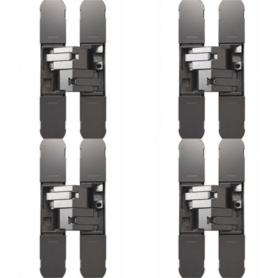 Loops 4 Pack3D Flush Faced Concealed Cabinet Hinge 180 Degree Opening Wardrobe Black Nickel from B&Q