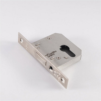 Loops 64mm Residential Euro Profile DeadlockPolished Nickel Fire Door Rated Lock from B&Q