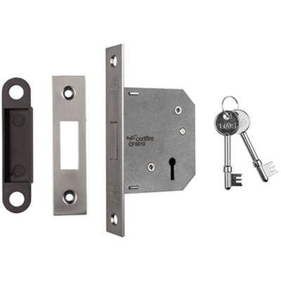Loops 64mm Residential Standard Profile DeadlockSatin NickelBs En 12209 Lock from B&Q