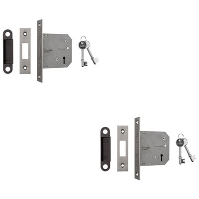 Loops 2 Pack76mm Residential Standard Profile DeadlockSatin NickelBs En 12209 Lock from B&Q