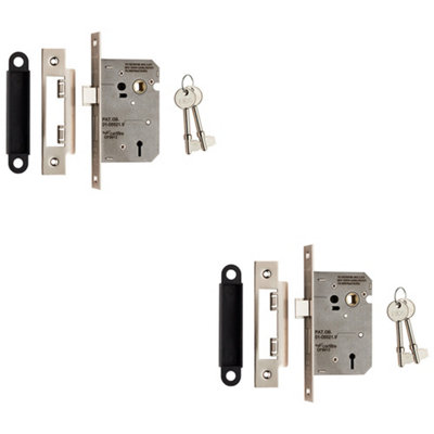 Loops 2 Pack64mm Residential Standard Profile 3 Lever SashlockSatin Nickel Bs En 12209 from B&Q