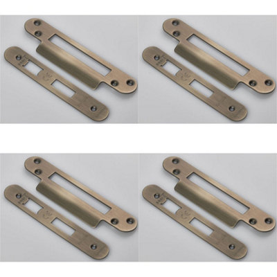 B&Q -  4 PackDoor Frame Forend Strike And Fixing Pack Setfor SashlocksAntique Brass Radius