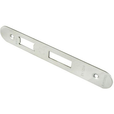 B&Q -  Door Frame Forend Strike And Fixing PackFor SashlocksBright Steel Radius