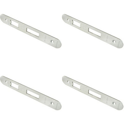 B&Q -  4 PackDoor Frame Forend Strike And Fixing Pack Setfor SashlocksBright Steel Radius