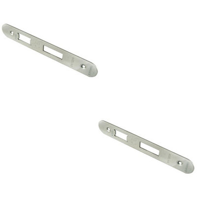 B&Q -  2 PackDoor Frame Forend Strike And Fixing Pack Setfor SashlocksSatin Steel Radius