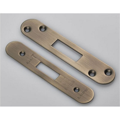 B&Q -  Door Frame Forend Strike And Fixing PackFor DeadlocksAntique Brass Radius