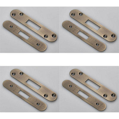B&Q -  4 PackDoor Frame Forend Strike And Fixing Pack Setfor DeadlocksAntique Brass Radius