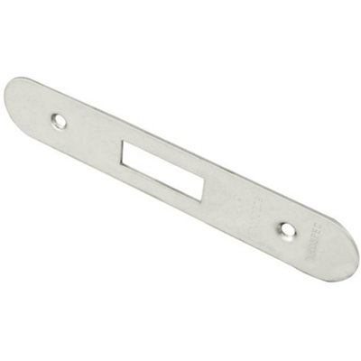 B&Q -  Door Frame Forend Strike And Fixing PackFor DeadlocksBright Steel Radius