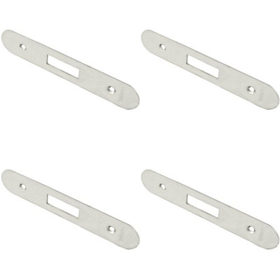 B&Q -  4 PackDoor Frame Forend Strike And Fixing Pack Setfor DeadlocksBright Steel Radius
