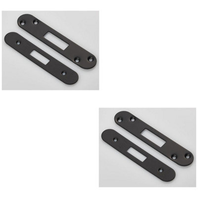 B&Q -  2 PackDoor Frame Forend Strike And Fixing Pack Setfor DeadlocksMatt Black Radius
