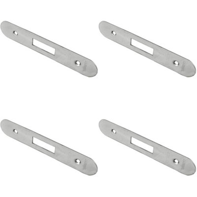 B&Q -  4 PackDoor Frame Forend Strike And Fixing Pack Setfor DeadlocksSatin Steel Radius