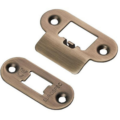 B&Q -  Forend Strike And Fixing Pack Heavy Duty Tubular Latch Antique Brass Radius