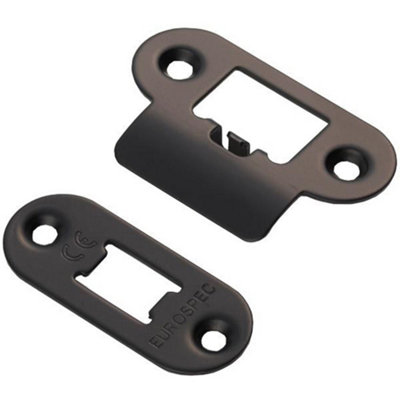 B&Q -  Forend Strike And Fixing PackFor Heavy Duty Tubular LatchMatt Black Radius