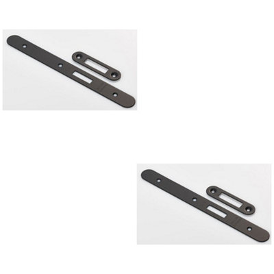 B&Q -  2 PackDoor Frame Forend Strike & Fixing Pack Set- Din Euro DeadlockMatt Black Radius
