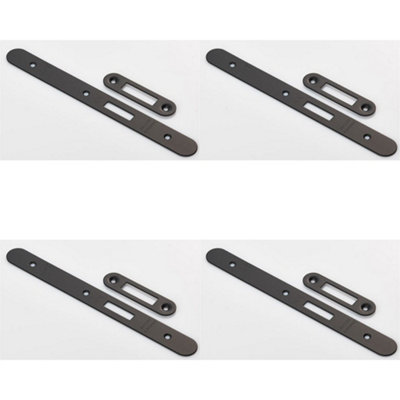 B&Q -  4 PackDoor Frame Forend Strike & Fixing Pack Set- Din Euro DeadlockMatt Black Radius
