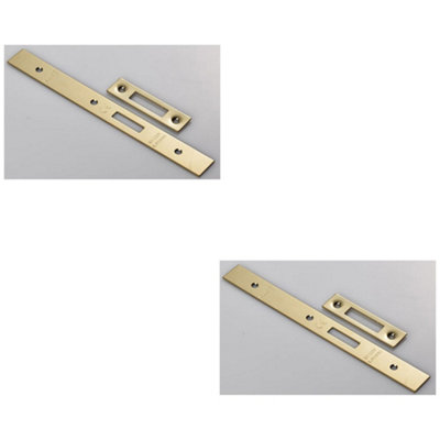 B&Q -  2 PackDoor Frame Forend Strike & Fixing Pack Set- Din Euro DeadlockBrass Pvd Square
