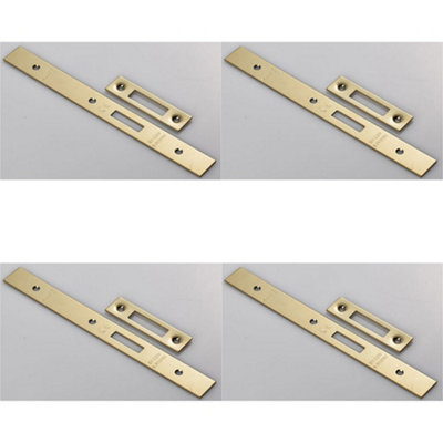 B&Q -  4 PackDoor Frame Forend Strike & Fixing Pack Set- Din Euro DeadlockBrass Pvd Square