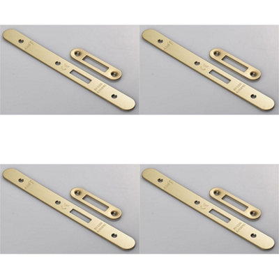 B&Q -  4 PackDoor Frame Forend Strike & Fixing Pack Set- Din Euro DeadlockBrass Pvd Radius