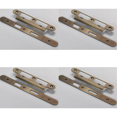B&Q -  4 PackBathroom Sashlock Forend Strike & Fixing Pack Set- Antique Brass Radius 235X24mm