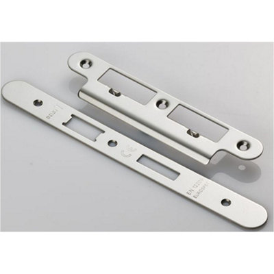 B&Q -  Bathroom Sashlock Forend Strike & Fixing PackBright Steel Radius 235X24mm