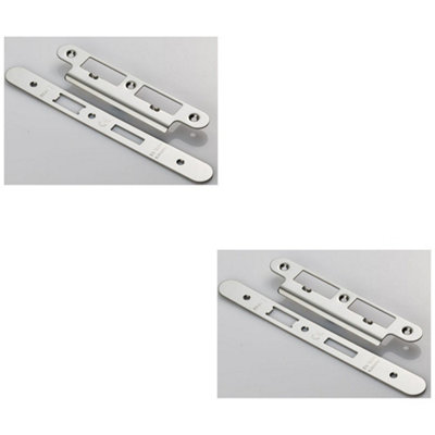 Loops 2 PackBathroom Sashlock Forend Strike & Fixing Pack Set- Bright Steel Radius 235X24mm
