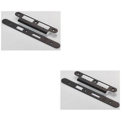 B&Q -  2 PackBathroom Sashlock Forend Strike & Fixing Pack Set- Matt Black Radius 235X24mm