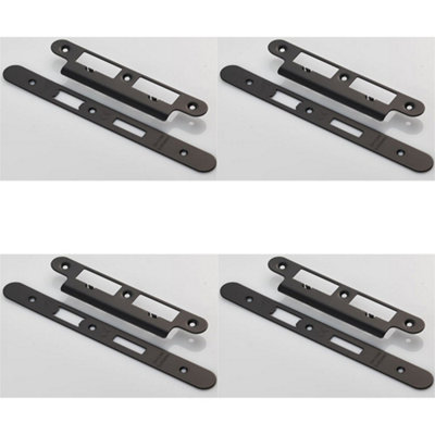 B&Q -  4 PackBathroom Sashlock Forend Strike & Fixing Pack Set- Matt Black Radius 235X24mm
