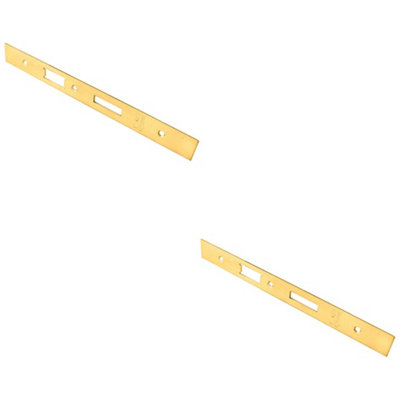 B&Q -  2 PackBathroom Sashlock Forend Strike & Fixing Pack Set- Brass Pvd Square 235X24mm