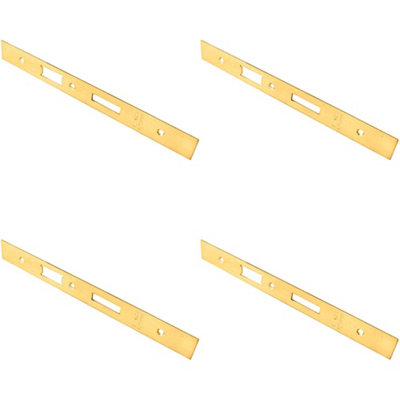 B&Q -  4 PackBathroom Sashlock Forend Strike & Fixing Pack Set- Brass Pvd Square 235X24mm