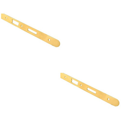 B&Q -  2 PackBathroom Sashlock Forend Strike & Fixing Pack Set- Brass Pvd Radius 235X24mm