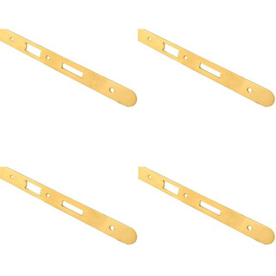 B&Q -  4 PackBathroom Sashlock Forend Strike & Fixing Pack Set- Brass Pvd Radius 235X24mm
