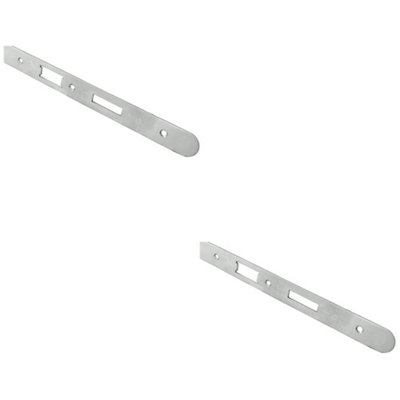 B&Q -  2 PackBathroom Sashlock Forend Strike & Fixing Pack Set- Satin Steel Radius 235X24mm
