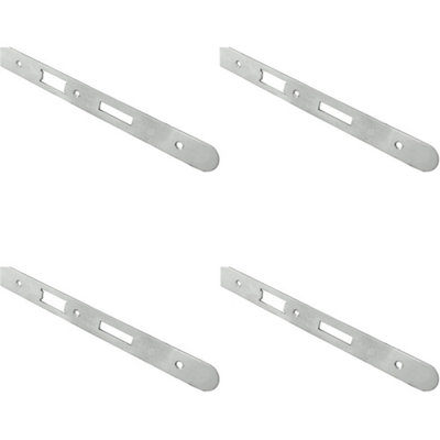 B&Q -  4 PackBathroom Sashlock Forend Strike & Fixing Pack Set- Satin Steel Radius 235X24mm